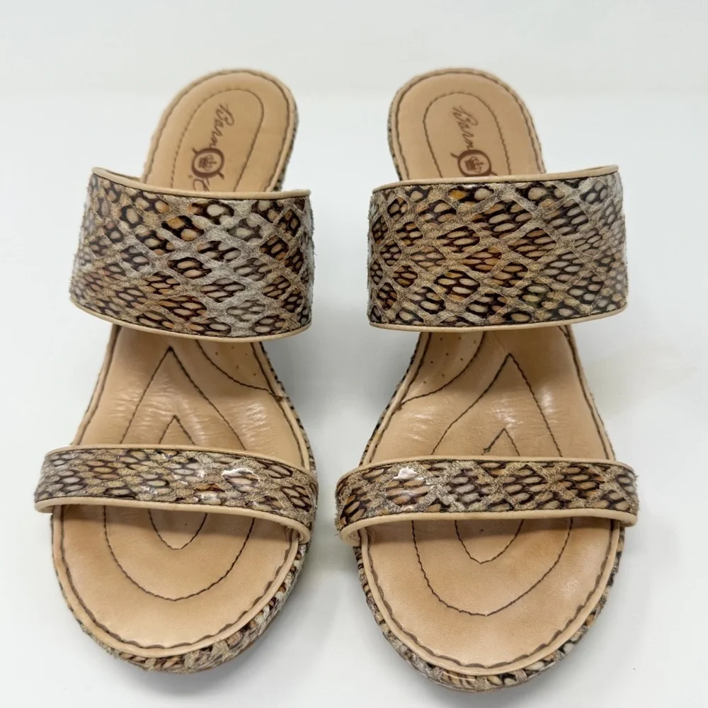 Born Crown women’s Skyler Terra Snake Print Wedge Sandals size 7